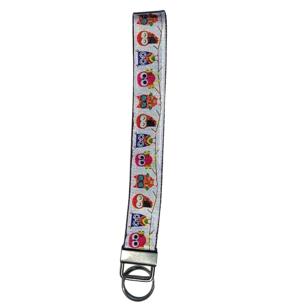 Key Chain Lanyard OWL Style Wrist Key Fob Handmade Colorful